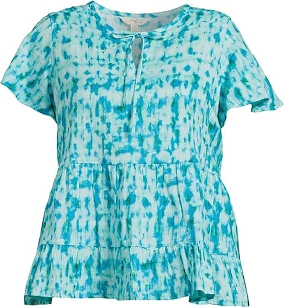 Generic Blouse for Women Terra Sky, 3X Casual-Dressy Style, Beautiful Pattern Blue, 24-26 Plus