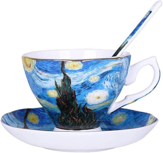 Bone China Cup &Saucer Set, 7oz- Van Gogh's Paintings (Starry Night)