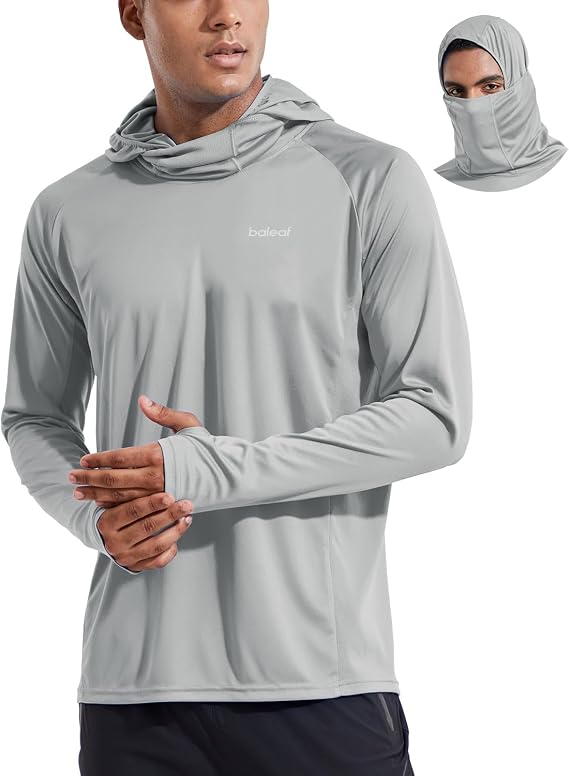 baleaf Mens UPF 50 Sun Hoodie Fishing with Face Mask Lightweight