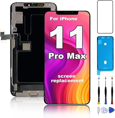for iPhone 11 Pro Max Screen Replacement 6.5 inch LCD Display 3D Touch Digitizer Frame Assembly Full Repair Kit with Repair Tools, Screen Protector