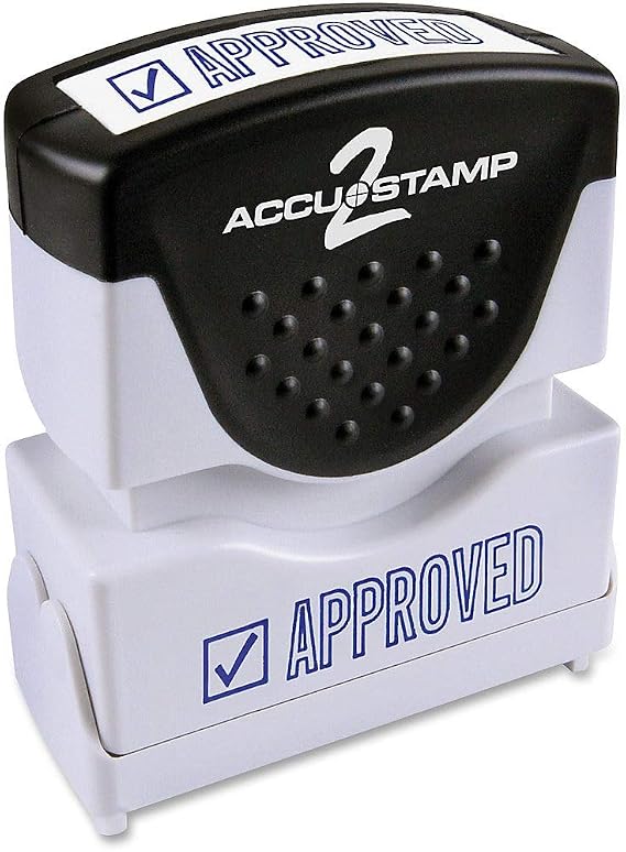 ACCUSTAMP2 035575 Pre-Inked Shutter Stamp with Microban, Blue, Approved, 1 5/8 x 1/2