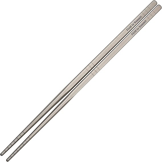 Field to Summit OFCATCH Titanium Chopsticks, 9.1 inches 23 cm, Anti-Slip, Hollow Construction, Ultra Lightweight, Cutlery, Heavy Duty, Storage Bag Included, Cookware, Outdoor, Camping, Travel