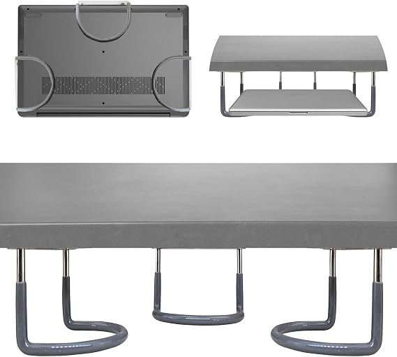 Skywin 3 Under Desk Laptop Mount, Metal Anti Scratch Holder with Screws | 2.7 x 2.2 x 1.9 In, Shelf for Keyboard Tablet Storage, Rubberized Bracket, Fits Devices up to 40mm Thick, Desk Organizer