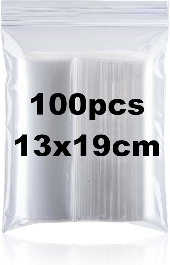 100 Pcs Sealable Plastic Grip Seal Bags 13x19cm Medium Ziplock Bag Resealable Clear Plastic Small Little Plastic Tiny Transparent Polythene Pouches For Beads Jewellery Food Candies