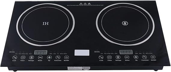 Double Induction Cooktop, Portable Double Burner Cooktop Digital 1400W Ceramic Burner and 1200W Induction Burner Touch Sensor Control Perfect for Kitchen