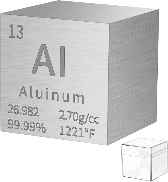 Aluminium Cube Metal Density Cubes Pure Metal High Density Element Cube for Element Collections Lab Experiment Material Hobbies DIY Teacher Science Creative Gift (AI 1inch)