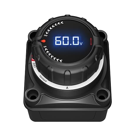 Battery Disconnect Switch with Digital Voltage Display, DC 5-60V, 300A Power Master Isolator Cut Off Switch for Car Truck Marine Boat RV Camper Trailer(Upgrade)