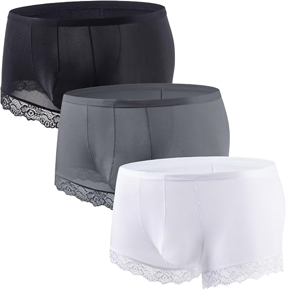 Men's Boxer Briefs Breathable Lace Underwear for Men Sheer Panties Mens Lingerie Seamless Underwear for Men