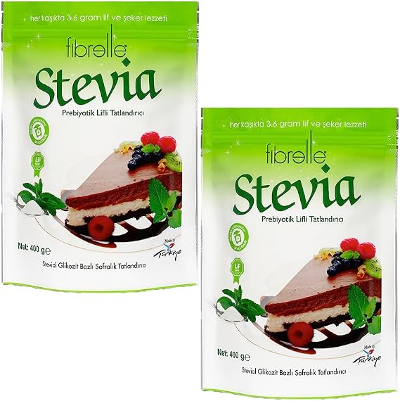 Fibrelle Prebiotic Fiber Stevia Powder Sweetener 400 Gr X 2 Pieces
