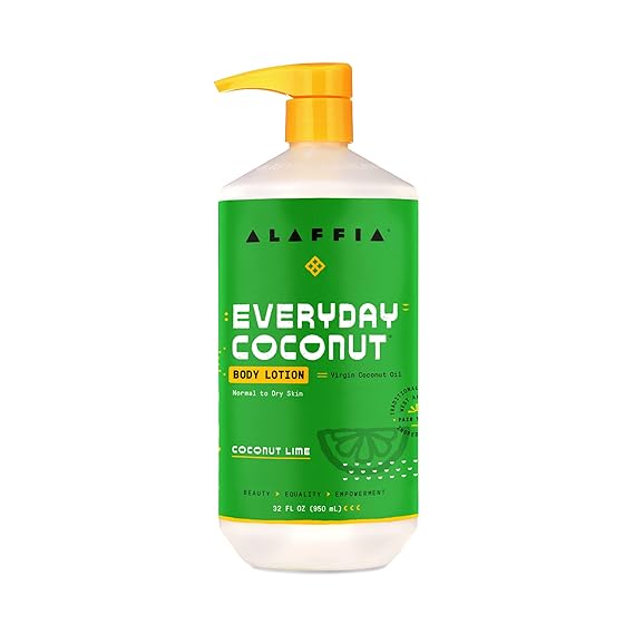 Alaffia Everyday Coconut Hydrating Body Lotion, Normal to Dry Skin, Moisturizing Support for Soft & Supple Skin, Coconut Lime, 32 Fl Oz