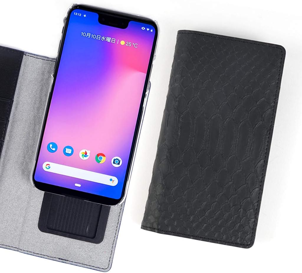 GAZE Google Pixel 3 Case Slide Type Notebook Type Matt Python Diary Black Gaze Matte Python Diary Google Pixel Three Cover Supports Wireless Charging Official Japanese Distributor GZ15939