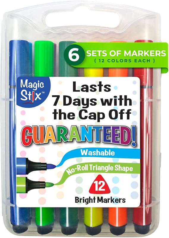 The Pencil Grip Magic Tri Stix Markers 12 colors TPG-395 (Six Pack)