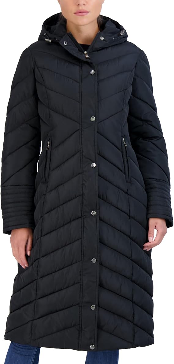 Madden Girl Womens Winter Jacket, Long Maxi Puffer Coat, Hooded Parka | Weather Resistant Full Length Warmth, Zipper and Button Closure, Cozy Insulated Hood, Zip Pockets Cold Weather Ready