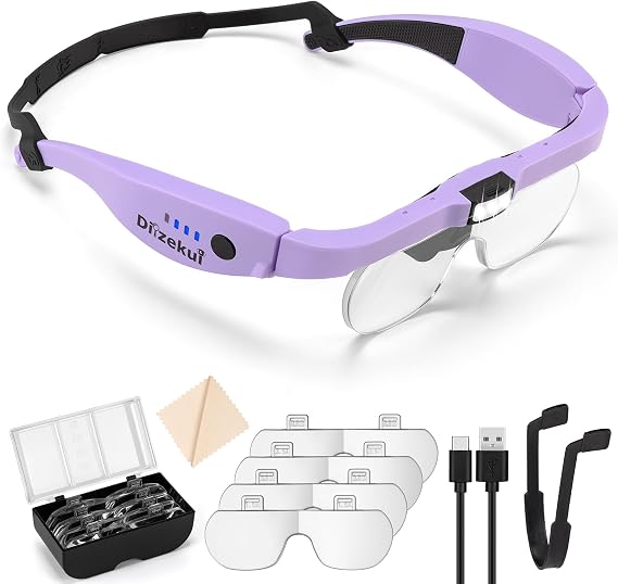 Dilzekui Magnifying Glass w/Light,1.5X-5X Magnifying Glasses Acrylic Lenses