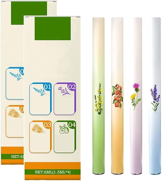 Herbal Diffuser Pen, Aromatherapy Inhaler Stick, Dual-Action Herbal Purifier Pens, Portable Vaporless Fum Inhaler for Cleanse,Breathing Aid & Oral Freshening, 4pcs/box (2box)