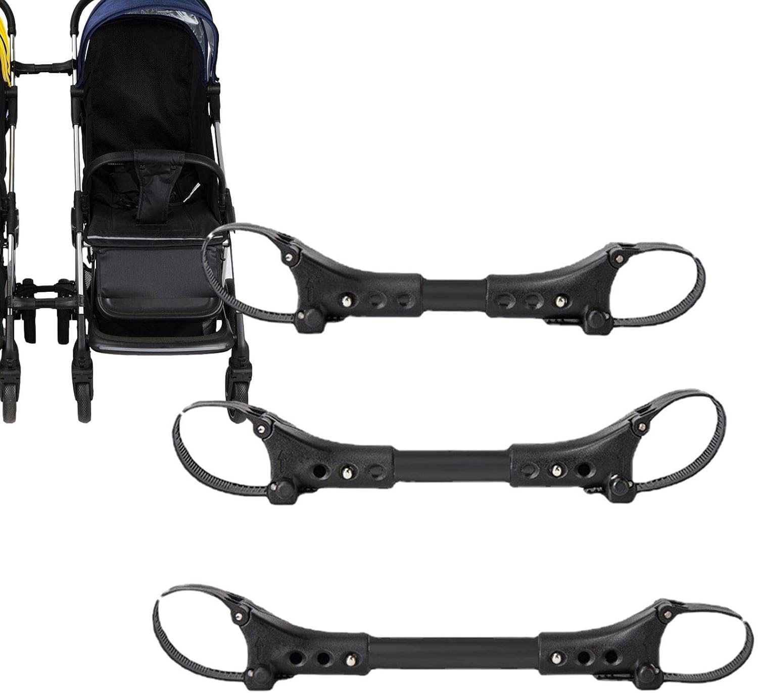 Twin Stroller Connector | Detachable Double Cart Connector Lightweight Double Stroller Adapter,Fits Umbrella Strollers for 2 Single Strollers to Double Strollers