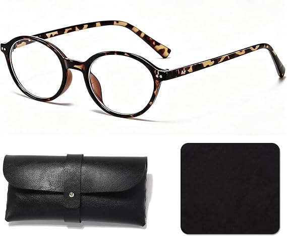 Blue Light Blocking Glasses, Vintage Oval Computer Glasses Small Frame, Anti Eye Strain Lightweight Eyewear for Reading Screen Work Women Men