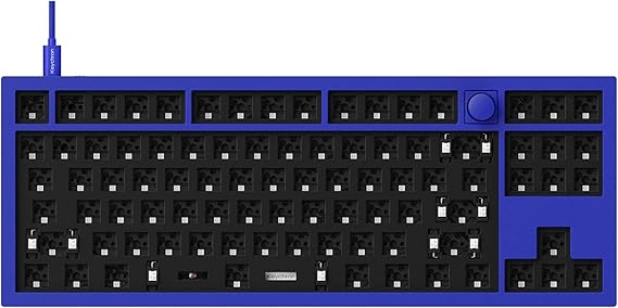 Keychron Q3 TKL Layout Hot-Swappable Wired Custom Mechanical Keyboard Full Aluminum Knob Barebone Version, QMK/VIA Programmable Macro, Double-Gasket DIY Kit Compatible with Mac Windows Linux-Blue