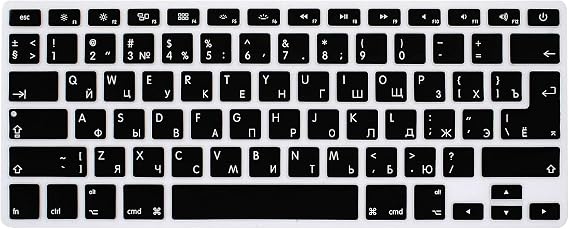 Russian Keyboard Cover for MacBook Air Pro 13"15" 2015 or Older Black | US&EU Version,with or without Retina Display,A1425,A1502,A1278,A1398,A1286,Ultra-Thin Silicone,Full Protection,Precise Fit