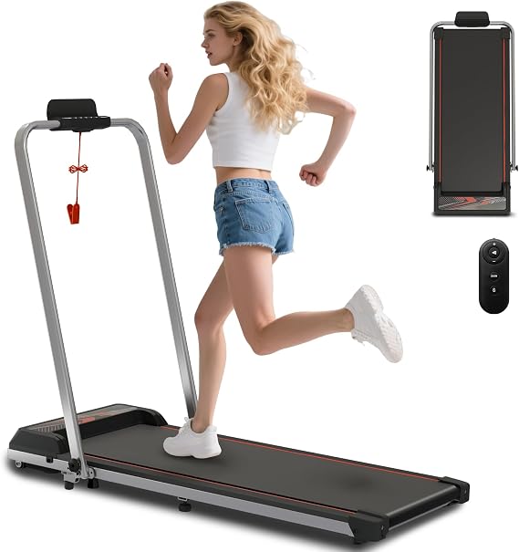 Walking Pad Treadmill, 2 in 1 Folding Walking Pad with Incline, Workout Equipment Screen, Portable Under Desk Treadmill with Remote Control for Home Office Use,Smart App