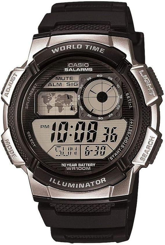 Casio Collection Men's AE-1000W Black/Silver Watch, multicolor black / silver, Strap