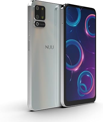 NUU B10 4G LTE 64GB 4GB Real Ram, 6.55 Phone for T-Mobile, Mint Mobile, Metro, Ultra, Dual SIM, 48MP Triple-Camera, 4000 mAh, White, US Hotline Support