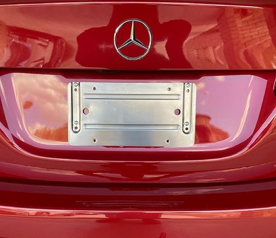 Rear Bumper License Plate Tag Holder Set Bracket for Mercedes-Benz Plate Holder Kit for Mercedes-Benz 20052025 Stainless Steel with 8 Screw Bolts - License Tag Mount Mounting Hardware