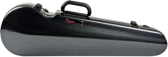 Bam 2002XLC High Tech Contoured Violin Case with "Kun" Style Shoulder Rest and Subway Handle - Black Carbon