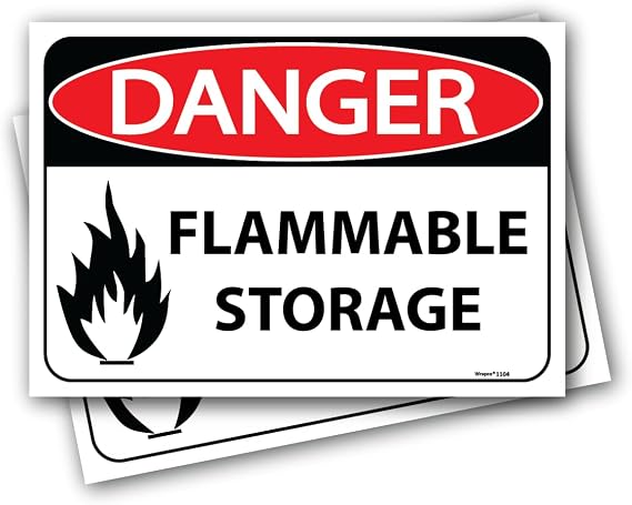 (2 pack) Danger Flammable Storage Cabinet Label, 7 x 10 Size, Flammable Storage Sign, Stickers, Decals. for Safety Cabinet, Locker, box, Room.