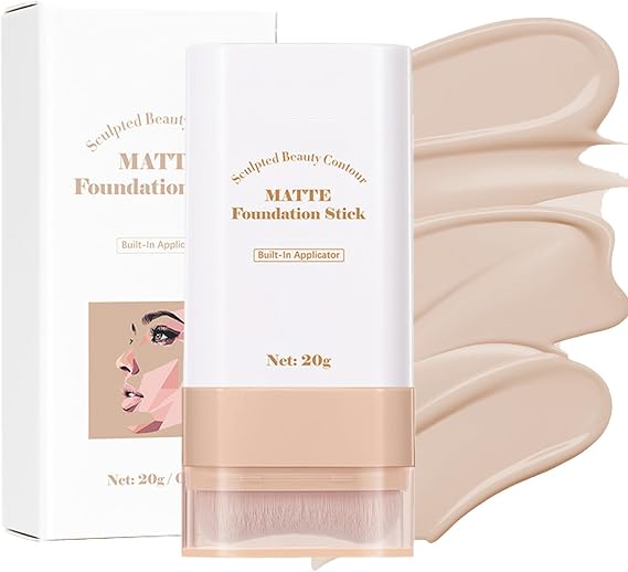 Foundation Stick With Integrated Brush, Matte Cream, Light Beige, 20 g