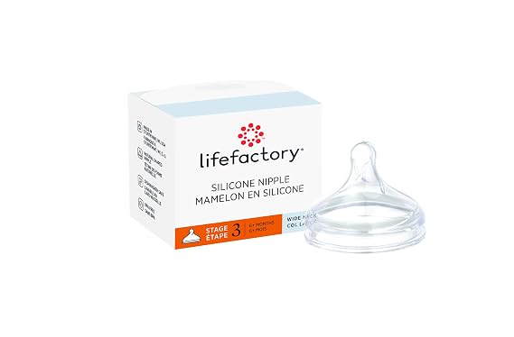 Lifefactory Stage 3 Nipples for 8oz Bottles, Clear
