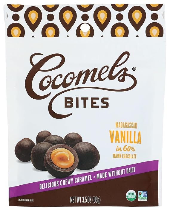 Cocomels Chocolate Covered Caramel BITES - Organic - Made Without Dairy - Kosher (Vanilla, 2 pack)...