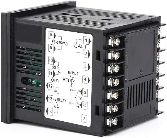 Marhynchus MC701 Digital PID Temperature Controller for K-type PT100 Sensor Input with Relay and SSR Output Black