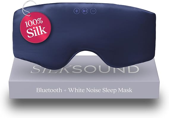 SilkSound Bluetooth Sleep Mask, 100% Mulberry Silk Headphones for Sleeping