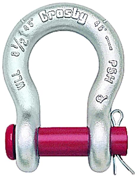 Crosby 1018179 Carbon Steel G-213 Round Pin Anchor Shackle, Galvanized, 8-1/2 Ton Working Load Limit, 1" Size