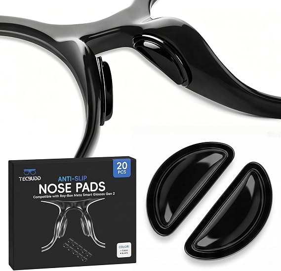 10 Pairs Anti-Slip Nose Pads for Ray-Ban Meta Smart Glasses Gen 1/2 | Soft Silicone Air Cushion Nose Grips for Wayfarer Headliner Skyler, Self-Adhesive Comfort Pads Accessories