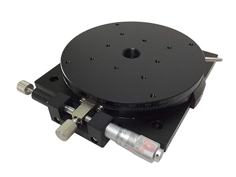 Precision Rotary Stage, MPositioning R125B-L Manual Rotating Stage 125 mm in Dia. of Platform Size, Ball Bearing Construction