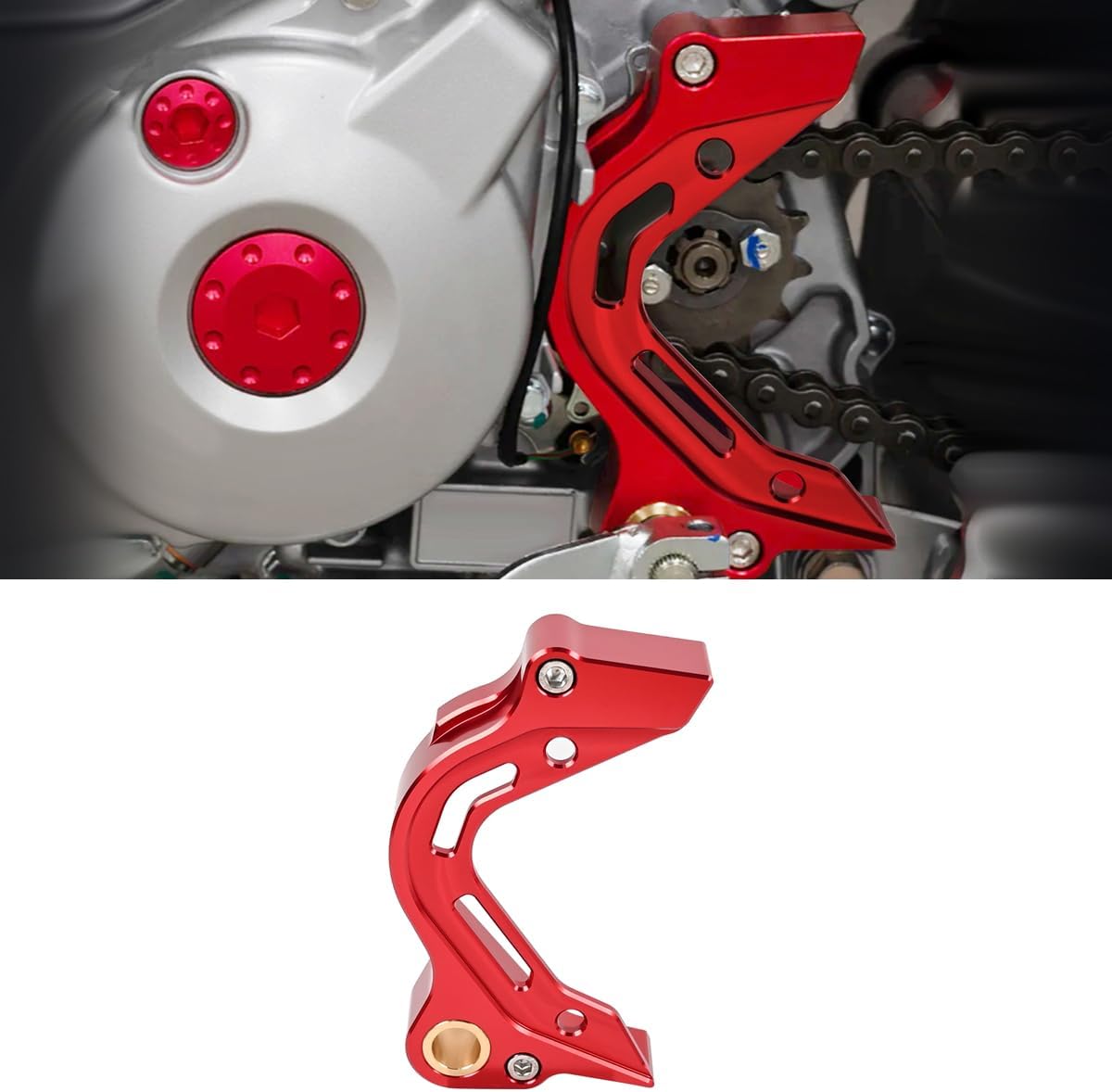 Canitu Front Sprocket Cover Guard,Motorcycle Aluminum Chain Guard Sprocket Engine Drive Cover Case Saver Protector Engine Case Protection for Honda CRF125F 2019-2025 Red