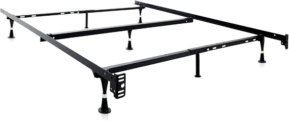 STRUCTURES Heavy Duty Adjustable Metal Bed Frame with 7 Legs, Center Support and Glides Only - Queen, Full XL, Full, Twin XL, Twin