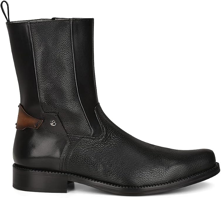 Franco Cuadra Men's Dress Boots in Genuine Deer Leather Black
