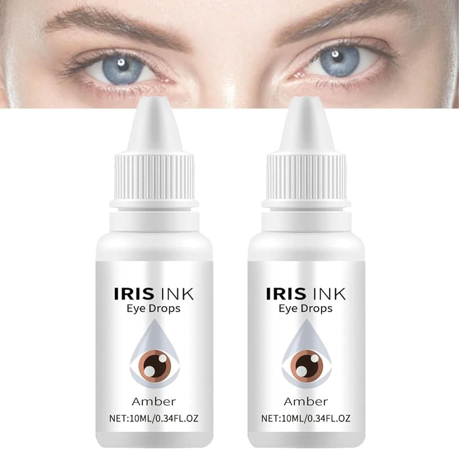 Nurbini Irisink Eye Drops, Nurbini Irisink Color Changing Eye Drops, Safe and Gentle Moisturizing Eye Drops, Change Eye Color (Amber+Amber)