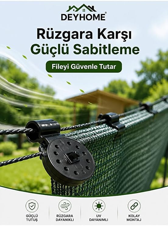 Gölgelik Sabitleme Klipsi UV Dayanımlı – Sera, Bahçe Filesi, Gölgelik Tente ve Tarım Ağı Sabitleyici Klips Siyah (50)