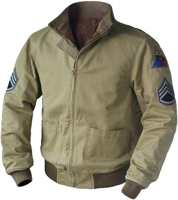 Men's Vintage WW2 Uniform Military Jacket - World War US Army Bomber Tanker Jacket
