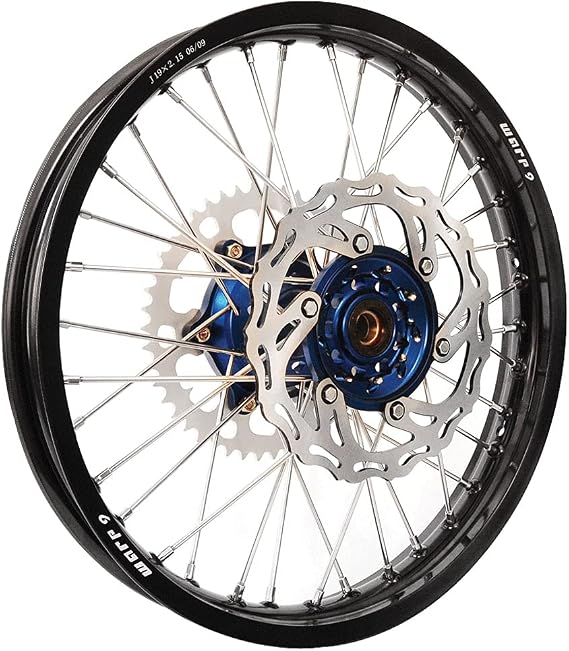 Warp 9 Complete Wheel Kit - Rear 18 x 2.15 Black Rim/Blue Hub/Silver Spokes and Nipples