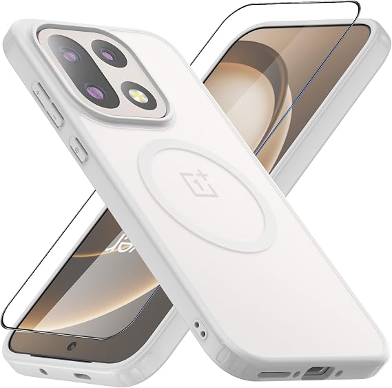 Case for Oneplus 15, [Hard Frosted PC Back+Soft TPU Bumper] [Support Wireless Charging] Slim Fit Shockproof Protective Case Cover with Screen Protector for Oneplus 15 5G 2025