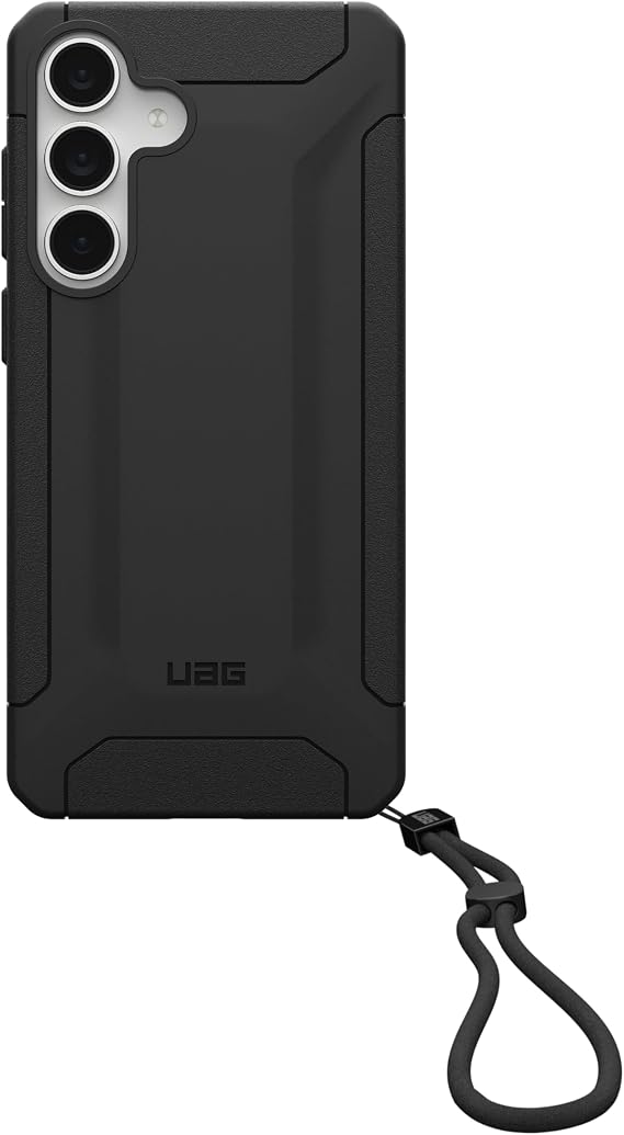URBAN ARMOR GEAR UAG Designed for Galaxy S25 FE Scout Case Bundle with Wrist Paracord Lanyard, Black