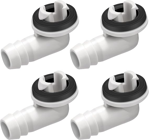4PCS 0.6Inch 15mm Air Conditioner Drain Hose Connector Elbow | Window AC Drain Adapter Fitting with Rubber Ring, Ideal for Window & Mini-Split Air Conditioner Units