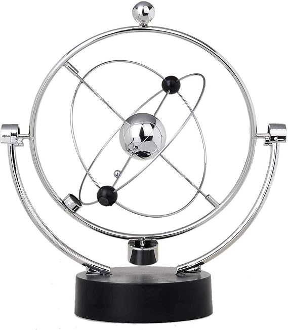 ThinkTop Kinetic Art Asteroid, Educational Physics Mechanics Science Toy | Kinetic Art Milky Way Orbital Electronic Perpetual Motion Desk Home Decoration (Silver)