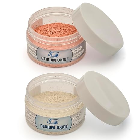 GLASS POLISH 1.76oz Cerium Oxide Bundle - High Grade & Fine Grade Glass Polishing Powders - TREO 85% and 95% - 3.5 and 2.5 Microns