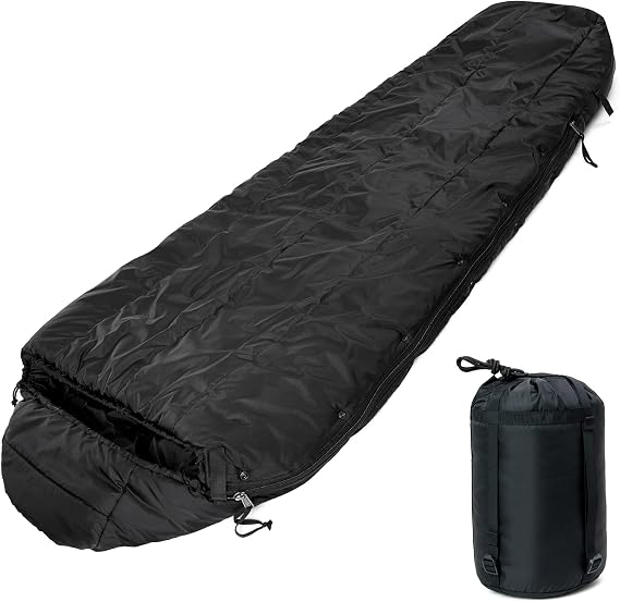 MT Military Patrol/Intermediate Sleeping Bag, Part of 4 Piece Army Modular Sleep System for All Season Olive Drab/Black